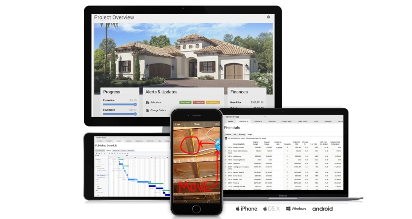 CoConstruct app interface for project management on various devices