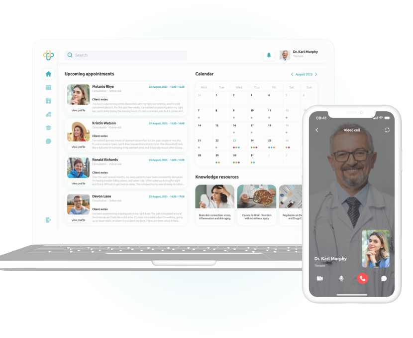 Healthcare dashboard with upcoming appointments