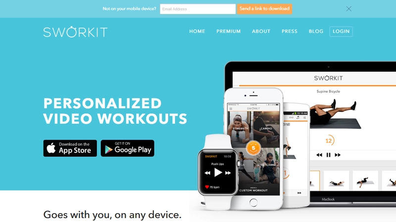 Sworkit app for personalized video workouts on multiple devices